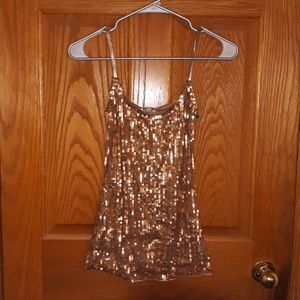 Gold sequined tank top